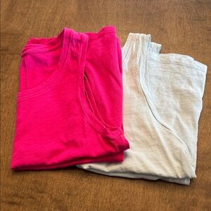 Bundle of 2 J.Crew Factory Girlfriend Tanks- Light Blue and Pink